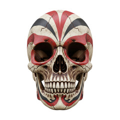 Human skull with red and black tribal paint
