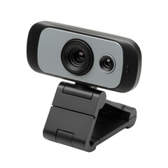 Isolated Close-up of Black and Gray Webcam with Transparent Background
