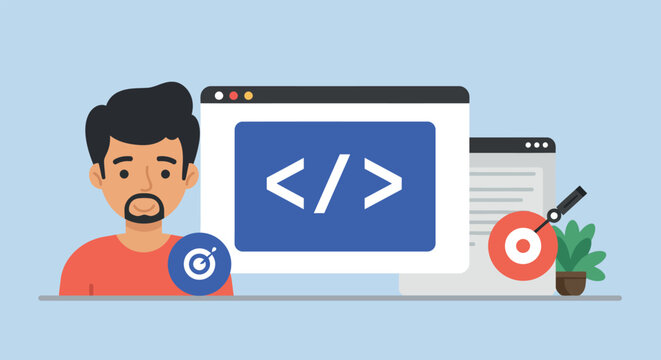 Programmer and Coding Illustration Concept