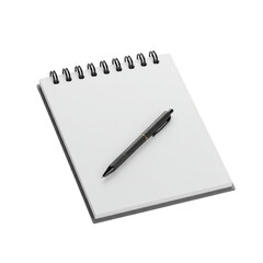 Isolated Notebook with Pen Illustration White Blank Paper Spiral