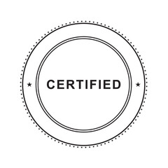 Certified stamp badge with Stars outer border, clean typography, and star icons. Suitable for certificates, quality assurance, official seals, packaging, branding, and business documentation.