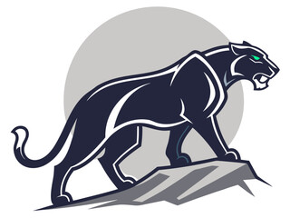 Obraz premium Powerful Black Panther Silhouette with Tribal Design