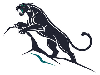 Obraz premium Powerful Black Panther Silhouette with Tribal Design