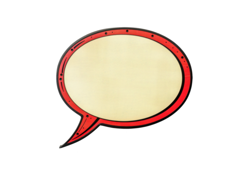 speech bubble with red frame isolated on white or transparent png