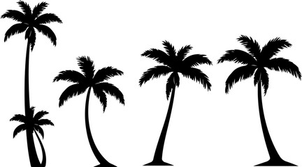 Fototapeta premium A collection of silhouette drawings of palm trees