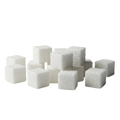 Isolated Pile of White Sugar Cubes Refined Sweet Food Ingredient