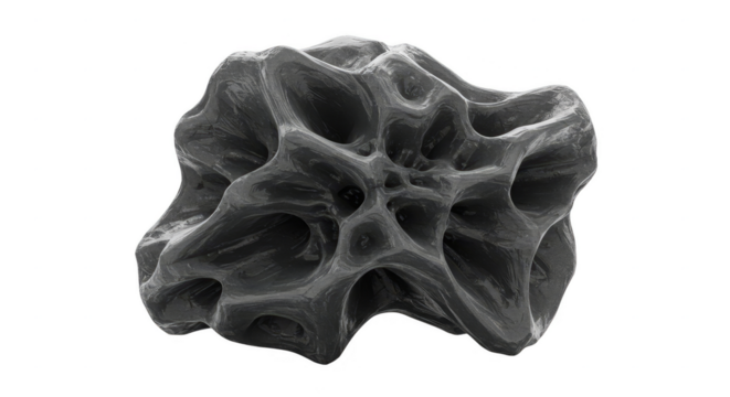 Isolated Porous Rock Stone Abstract Material Dark Rough Pumice Texture