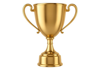 Golden trophy cup representing victory, achievement, and success, isolated on transparent background