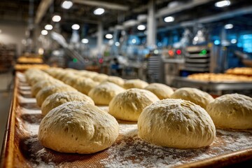 Freshly Prepared Dough Balls in Bakery Production