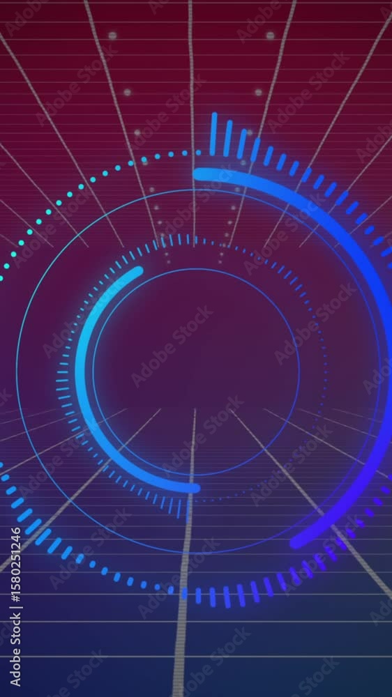 Poster animation of data processing and shapes over black background