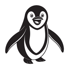 Fototapeta premium Flat Cartoon Penguin with Rounded Features