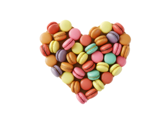Colorful Macarons Heart Shape on Transparent Background Sweets Dessert