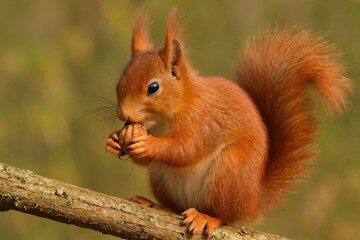 A red squirrel enjoys a nut amidst the whispers of nature
