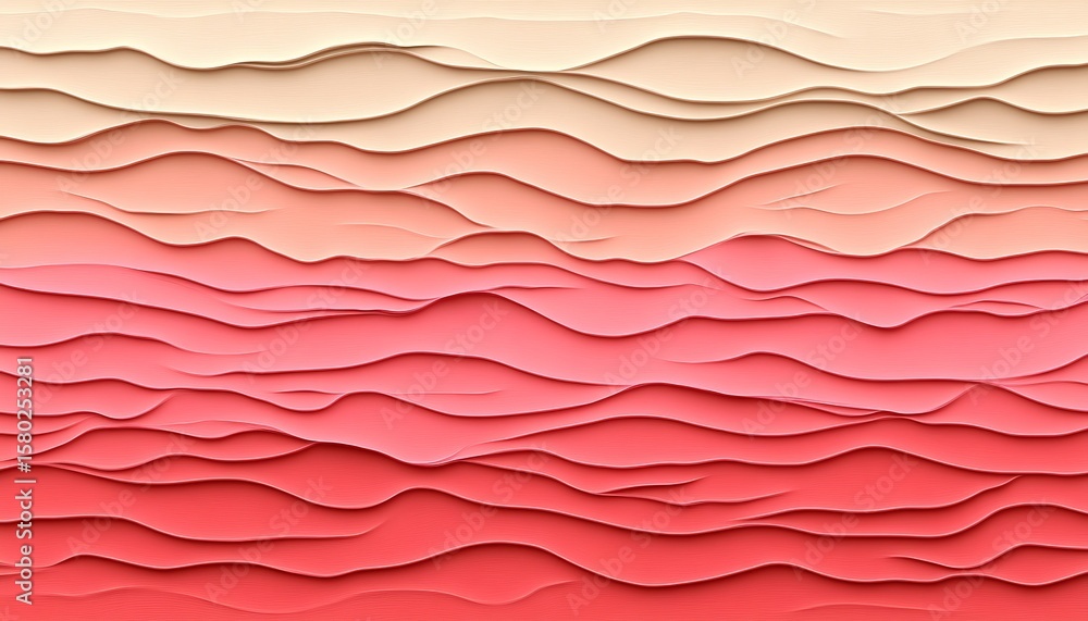 Poster elegant light red to gradient wave texture surfaces pattern with gentle waves in minimalist style