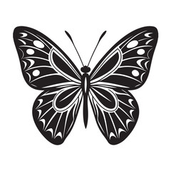 Minimalist Butterfly Silhouette on Leaf