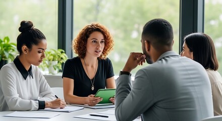 Business team meeting in conference room discussing strategic planning