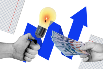 Photo cartoon comics sketch collage picture of hand having earning money idea isolated creative background