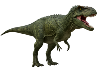 Illustration of Isolated Green Carcharodontosaurus Dinosaur Isolated Background