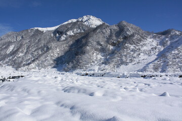 snow covered mountains