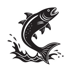 Minimalist Fish Jumping Out of Water