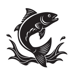 Minimalist Fish Jumping Out of Water