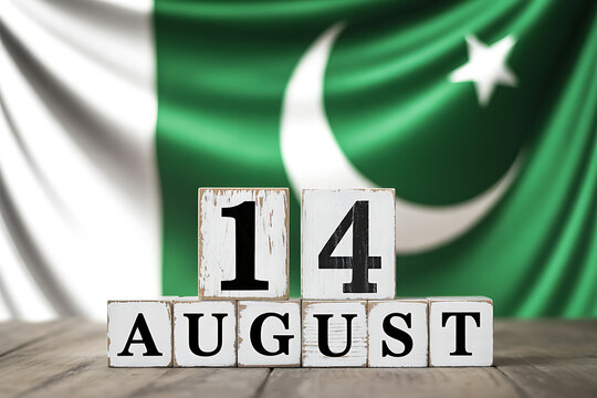Celebrate Pakistan's Independence Day on August Fourteenth with a beautiful background featuring the nation's flag and symbolic date
