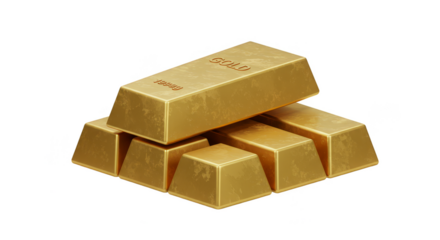 Isolated Stacked Gold Ingots Wealth Shiny Finance Treasure Illustration