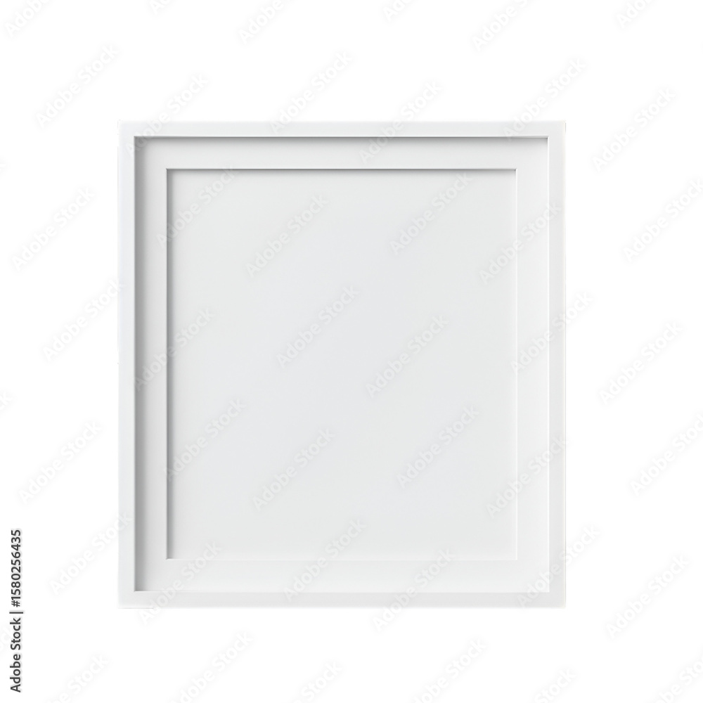 Poster isolated white square frame blank minimalist border on transparent background