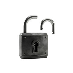 Naklejka premium Isolated Open Metallic Padlock for Security on Transparent Background
