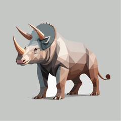 Fototapeta premium Low Poly Triceratops Dinosaur Illustration with Geometric Style