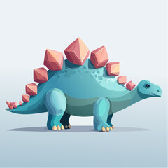 Low Poly Stegosaurus Dinosaur – Geometric 3D Style Prehistoric Animal Illustration


