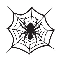 Minimalist Spider on Web Silhouette