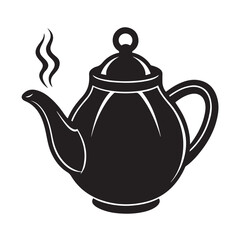 Minimalist Teapot with Steam Silhouette