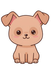 Obraz premium Cute Brown Puppy Illustration Dog Sitting Animal Pet Canine Brown