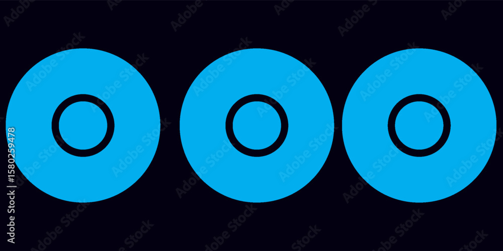 Poster abstract blue circular pattern with concentric design and digital wave texture on dark background.
