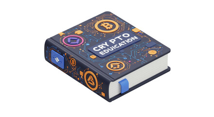 Isometric Pixel Art Crypto Education Book Digital Currency Learning