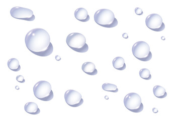 強い日差しにきらめく青い水滴