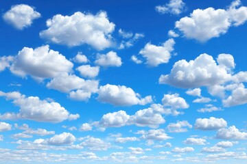 Obraz premium Vast expanse of cerulean sky dotted with fluffy white clouds