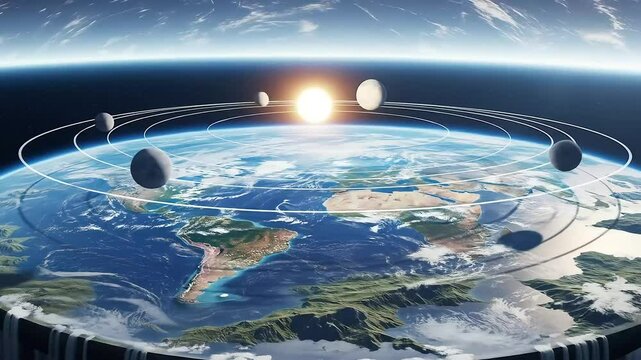 Flat earth model conspiracy theory challenging traditional cosmology with an alternative celestial view