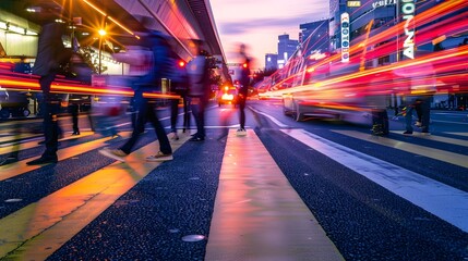 people walking in the night street, fast paced, moving, lights streak, neon, shopping, City life, HD wallpaper background