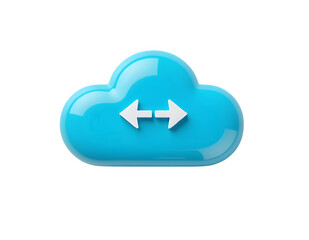 Fototapeta premium 3D Cyan Cloud Icon with Sync Arrows on White