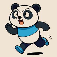 Cartoon panda running illustration vector drawing animal character design graphic artwork clip art image 100