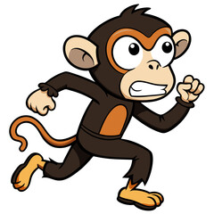 Cartoon running monkey vector illustration for kids and children animal character design and graphics art