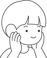 Line Drawing of a Shy Boy