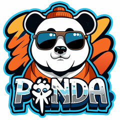 Cool panda cartoon logo design with sunglasses and beanie for streetwear brand apparel and mascot design