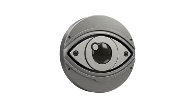 Metallic Eye Symbol Isolated Round Steel Vision Design Element