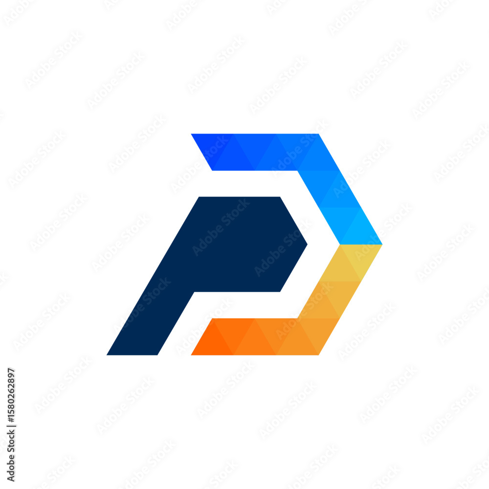 Poster a dynamic, angular logo featuring an abstract 