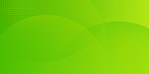 Abstract bright green banner background template vector with overlay curve shapes.