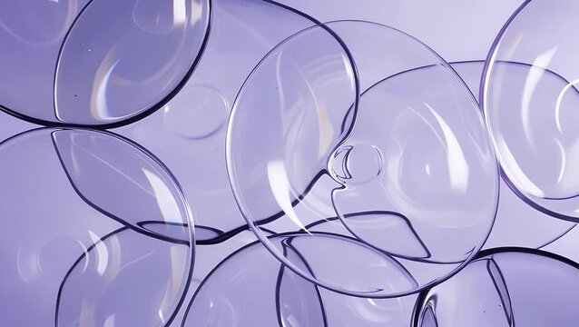 Macro photograph of overlapping translucent purple spheres