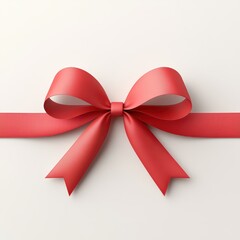A smooth, red satin ribbon tied into a neat bow on a light background.